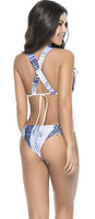 Tie-Dyed Halter Macramé Bikini Top with Scrunch Back Bikini Bottom Set
