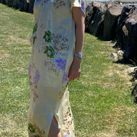 Resort Collection - Lime Floral Kaftan Long Dress