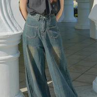 Zoe vintage wash denim wide-cut jeans