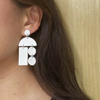 White Bauhaus Geometric Earring
