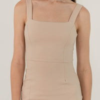 Get To Business Midi Dress In Nude #6stylexclusive