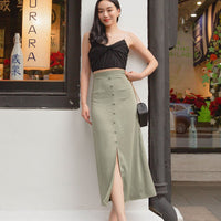 Blair Midi Slit Skirt In Pistachio Green #6stylexclusive