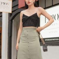 Blair Midi Slit Skirt In Pistachio Green #6stylexclusive