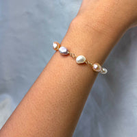 Multi-coloured Real Baroque freshwater Pearls bracelet
