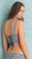 Mosaic Print Bustier Bikini Top
