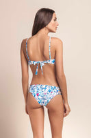 Floral Print Mesh High Neck Bikini Top with Multi Strap Bikini Bottom Set
