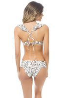 Floral Pattern Ruffled Bikini Top with Foldover Wide Waistband Bikini Bottom
