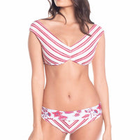 Reversible Floral Wide Strap Bralette Bikini Top with Reversible High Waist Bikini Bottom Set