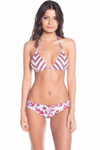 Floral Reversible Classic String Bikini Top with Scrunch Side Bikini Bottom Set