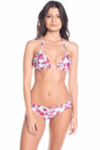 Floral Reversible Classic String Bikini Top with Scrunch Side Bikini Bottom Set