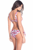 Reversible Floral Back Hook Bralette Bikini Top with Reversible Tie Side Bikini Bottom
