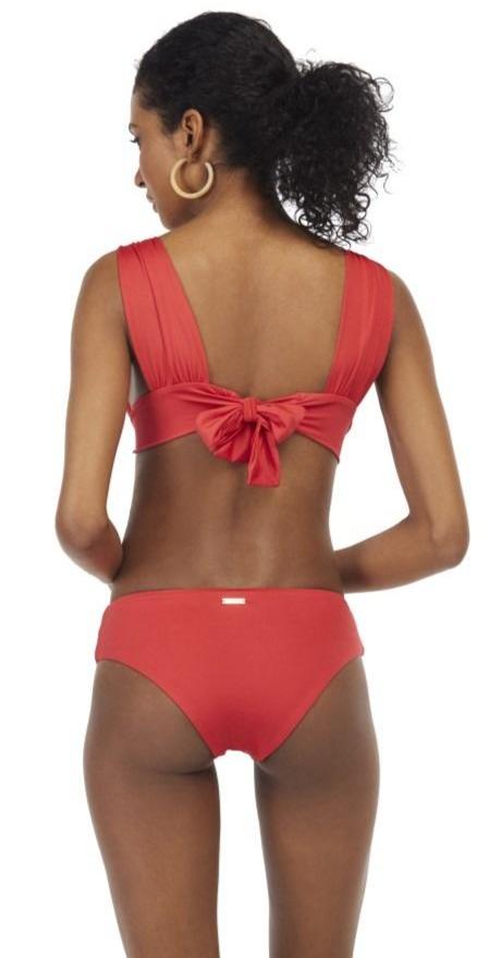 Red Wide Strap Bikini Top with Seamless Panty Bikini Bottom