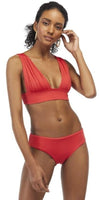 Red Wide Strap Bikini Top with Seamless Panty Bikini Bottom
