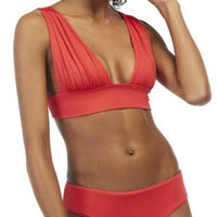Red Wide Strap Bikini Top with Seamless Panty Bikini Bottom