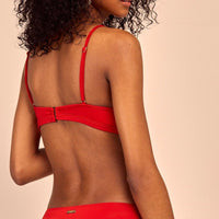 Pleat Details Red Back Hook Bralette Bikini Top