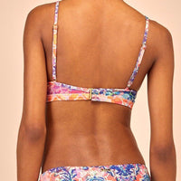 Pleat Details Colorful Back Hook Bralette Bikini Top