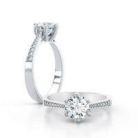 Solitaire French Pave Cathedral 1 Carat Ring