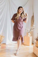 Lorelei Mermaid Slit Midi in Mauve Purple
