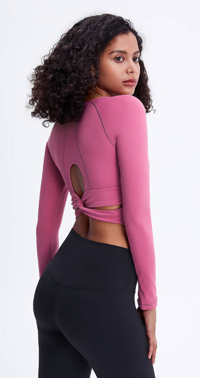 Valent Long Sleeve Cropped Top-Rose