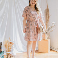 Ava Floral A-Line Dress in Dusty Pink