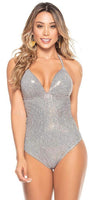 High Shine White Gold One Piece Swimsuit with Tummy Control
