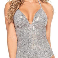 High Shine White Gold One Piece Swimsuit with Tummy Control