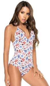Beach White One Piece Swimsuit with Tummy Control