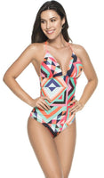 Colorful Geometric One Piece Swimsuit with Tummy Control
