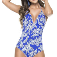 Blue Ocean One Piece Swimsuit with Tummy Control