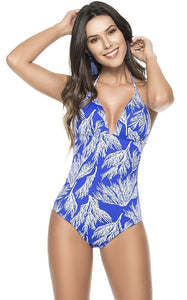 Blue Ocean One Piece Swimsuit with Tummy Control