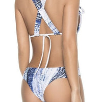 Tie-Dyed Halter Macramé Bikini Top with Scrunch Back Bikini Bottom Set