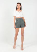 Buckle It Up Highwaisted Shorts in Graphite Green
