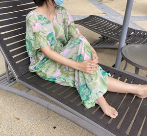 Resort Collection - Green Glitter Kaftan Long Dress