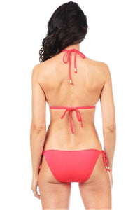 ENVY PUSH UP® Hot Coral String Bikini Top with Classic String Bikini Bottom