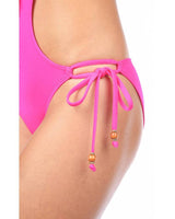 ENVY PUSH UP Neon Pink Fringe Monokini Swimsuit
