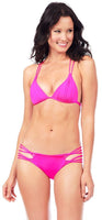 ENVY PUSH UP Bright Pink Macrame Bikini Top with Macrame Bikini Bottom

