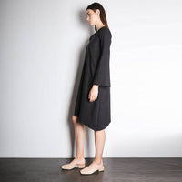Qarina Asymmetric Slit Sleeves Dress in Black
