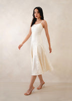 CNY'22 Embossed Maxi Flowy Dress In Cream #6stylexclusive
