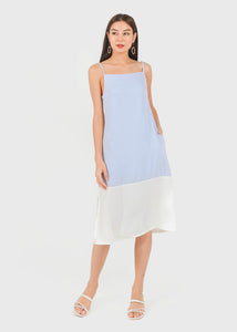 Escape Tent Dress in White x Periwinkle #6stylexclusive