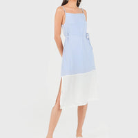 Escape Tent Dress in White x Periwinkle #6stylexclusive