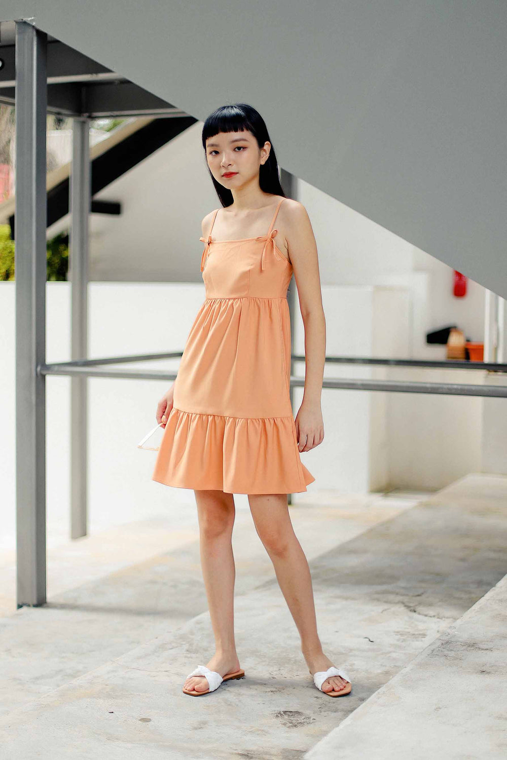 FAITH TIERED DRESS (FLAMINGO ORANGE)