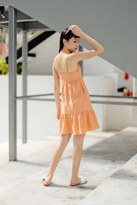 FAITH TIERED DRESS (FLAMINGO ORANGE)