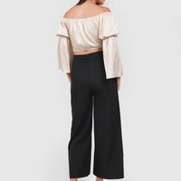 Getto Palazzo Pants In Charcoal Black #6stylexclusive