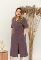 Gwen Button Down Midi in Dusty Purple
