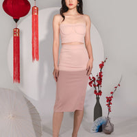 Flaunt The Body Slit Skirt in Blush pink #6stylexclusive