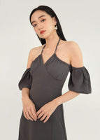 Ease Of Eden Midi Slit Dress In Graphite #6stylexclusive
