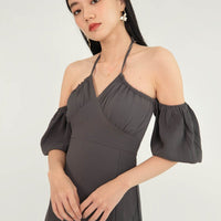 Ease Of Eden Midi Slit Dress In Graphite #6stylexclusive