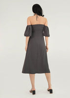 Ease Of Eden Midi Slit Dress In Graphite #6stylexclusive
