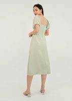 Ease Of Eden Midi Slit Dress In Tea Green #6stylexclusive
