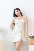 Rosé Floral Embroidery Mini Dress in Crème in XS (DEFECT#26)
